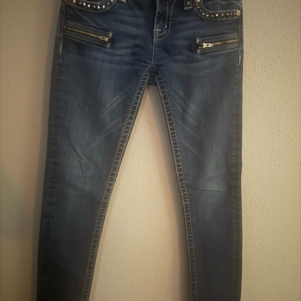 Miss Me Studded Dark Blue Skinny Jeans